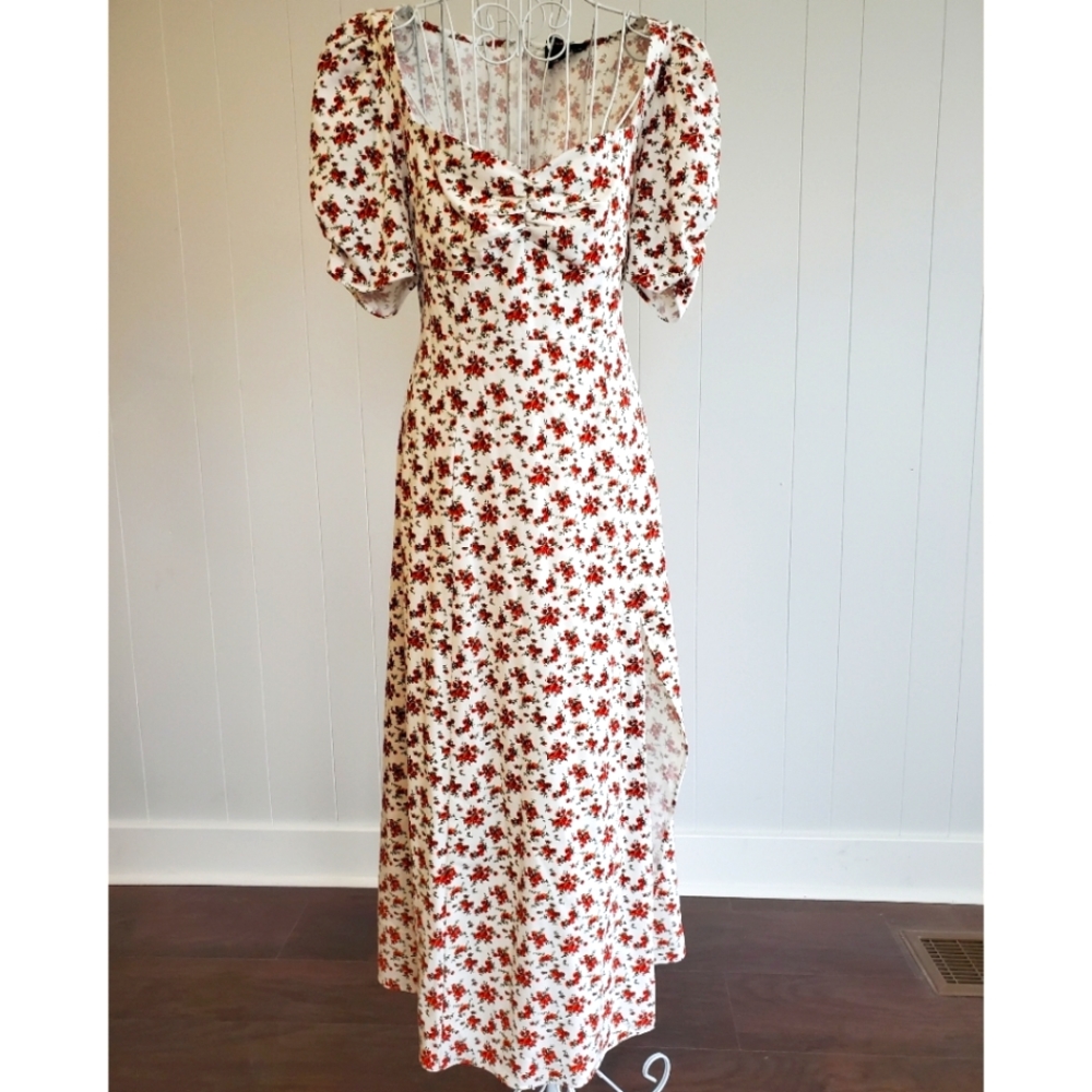 Danielle Bernstein Reformation Inspired Floral Sweetheart Midi Dress NWT Size 8